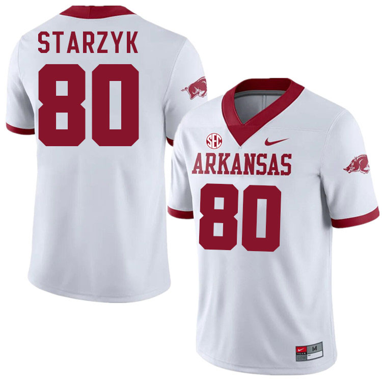 #80 Scott Starzyk Arkansas Jersey,Arkansas Razorbacks College Football Jerseys Stitched-White
